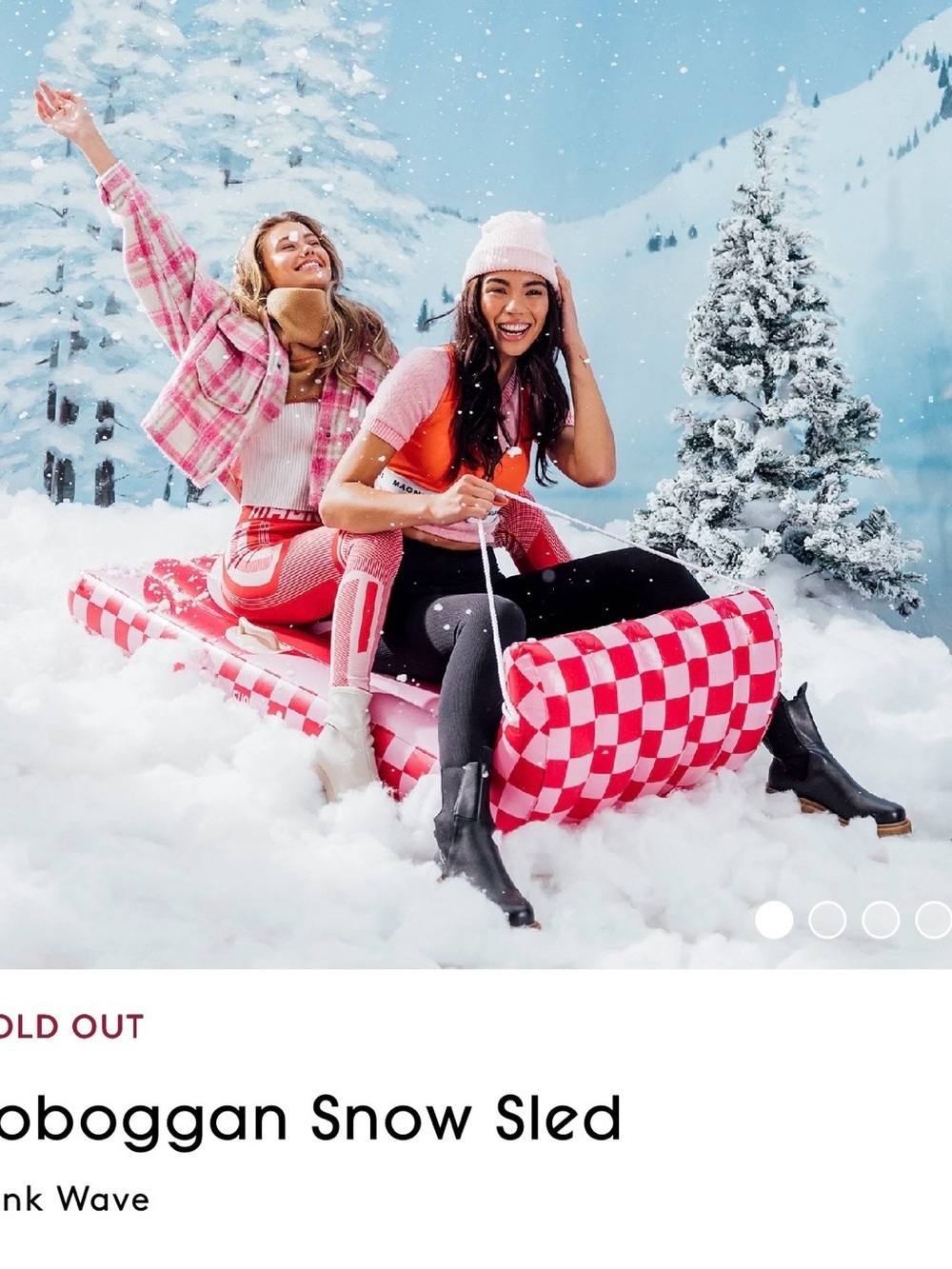 FUNBOY Pink Checkered Inflatable Winter Toboggan